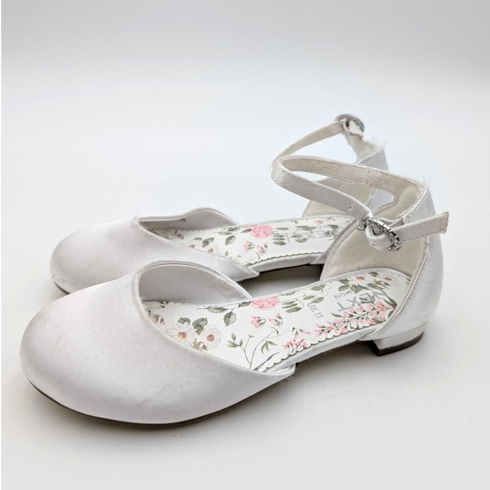 Next White Flower Girl Occasion Ankle Strap Low Heel Shoes Size US12/UK11 EU29